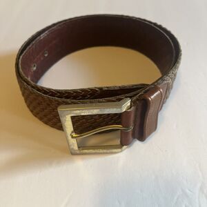 Vintage Belt Harness House Steerhide Leather Size 34 Brass Buckle 1.75 Inch Wide